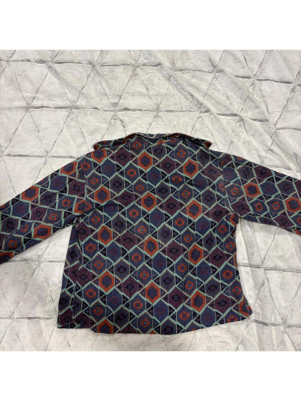 Woolrich Vintage Aztec Cotton Geometric Pattern Button-Up Shirt Men's Size L - Picture 6 of 6
